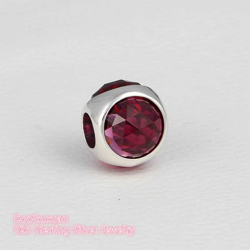 

Spring Cerise Crystals Radiant Droplet Faceted Charms Beads Fits Pandora bracelets Making Solid 925 Sterling-Silver-Jewelry