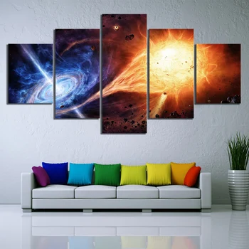 

5 Piece Outer Space Fantasy Art HD Picture Black Hole Poster Decorative Paintings Canvas Art for Home Decor Wall Art