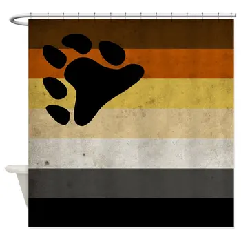 

Vintage Bear Pride Flag Shower Curtain Decorative Fabric Shower Curtain Set and Anti-slip Bath Mat