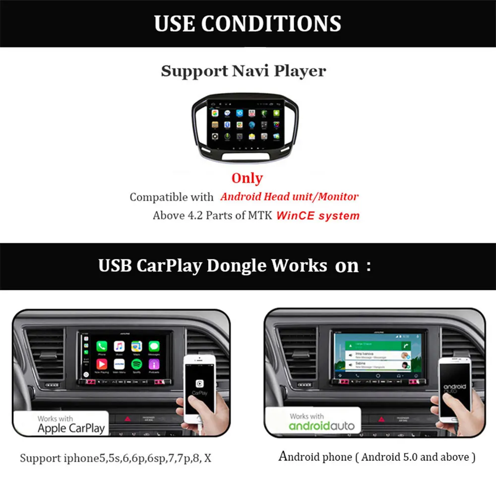 Carlinkit USB для Apple Carplay Dongle и Android Phone автомобильный сенсорный экран с iOS|ТВ-приемник