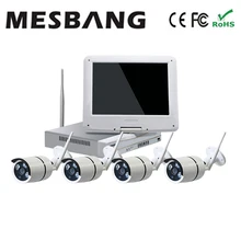 Hot build in 1TB HDD 10 inch monitor wireless wifi cctv IP camera system for home shop security camera system wifi wireless