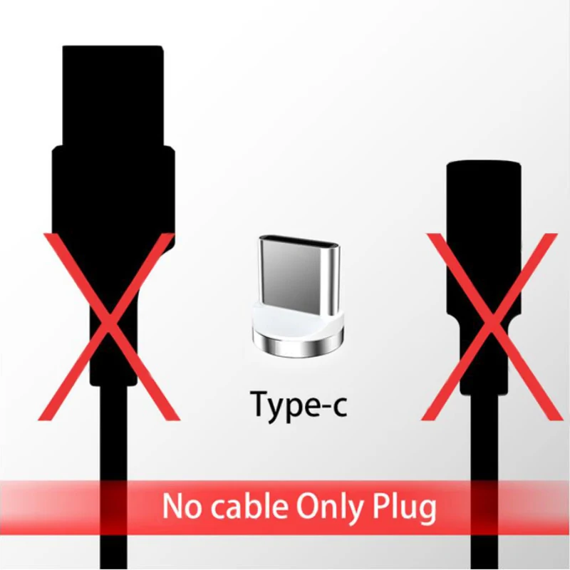 Магнитные Кабели usb type C зарядный кабель 3A Быстрая зарядка Micro USB светодиодный кабель для зарядки для huawei P30 iPhone Xs шнур - Тип штекера: Only Type C Plug