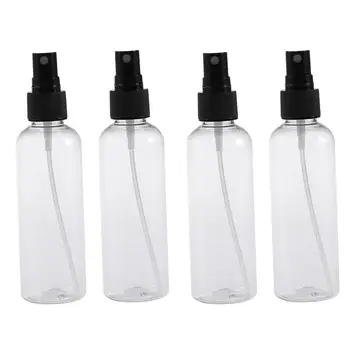 

RUIMIO 4pcs 100ML Plastic Empty Spray Bottle for Make Up and Skin Care Refillable Travel Use (Transparent Bottles with Sprayer)