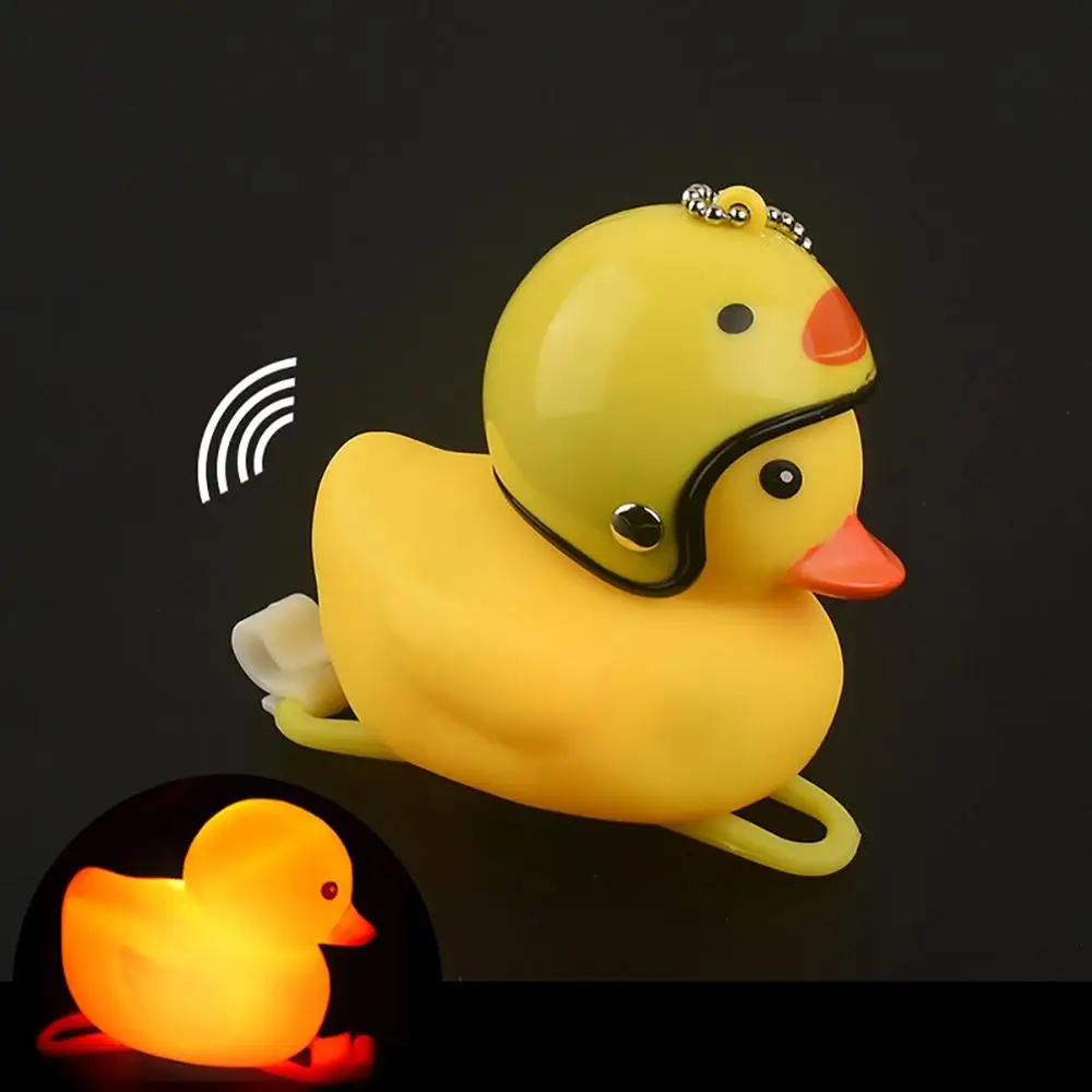 Cheap 1pc cartoon yellow silicone duckling helmet headlight bicycle light mountain bike handlebar duck headlight bell bicycle accessor 4