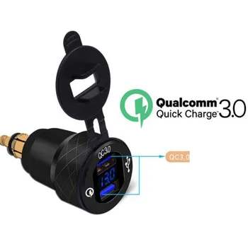 

Power Socket Car Quick Charger QC 3.0 4.2A Aluminum Dual USB Moto Cigarette Lighter LED Display Outlet Adapter