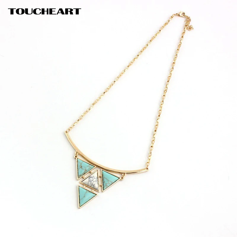 

TOUCHEART Gorgeous Long Gold Necklaces & Pendants Top Quality Triangle Turquoise Necklace for Women Retro Jewelry SNE160172