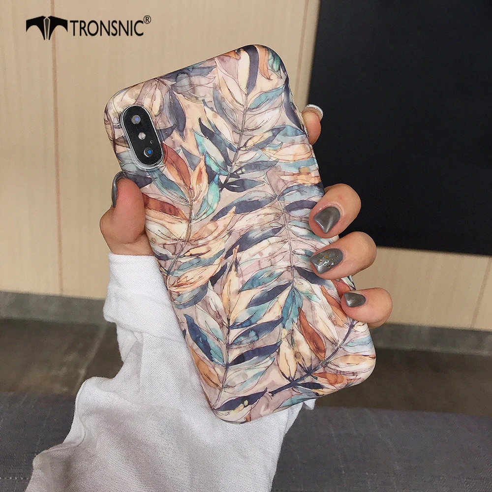 

TRONSNIC Leaf Phone Case for iPhone X XS MAX XR Soft Matte Silicone Classic Luxury Case for iPhone 6S 7 8 Plus Fashion Cover Hot