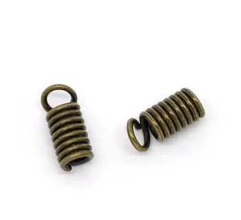 

Free shipping!!!!!Bronze Tone Coil End Crimp Fasteners 3*8mm fit 2-2.5mm cord
