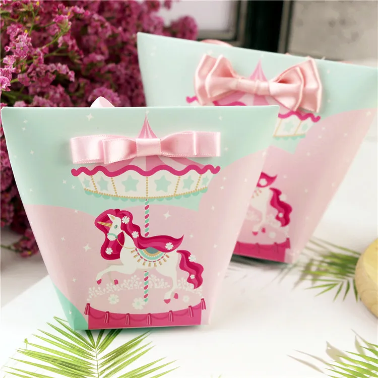 24pcs Lovely unicorn candy Boxes merry go around gift box party boxes