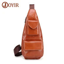 JOYIR Men's Genuine Leather Retro Sling Chest Bag Casual Messenger Crossbody Bag For Men Chest Pack Travel Shoulder Bag Man joyir 6410 leather practical chest bag