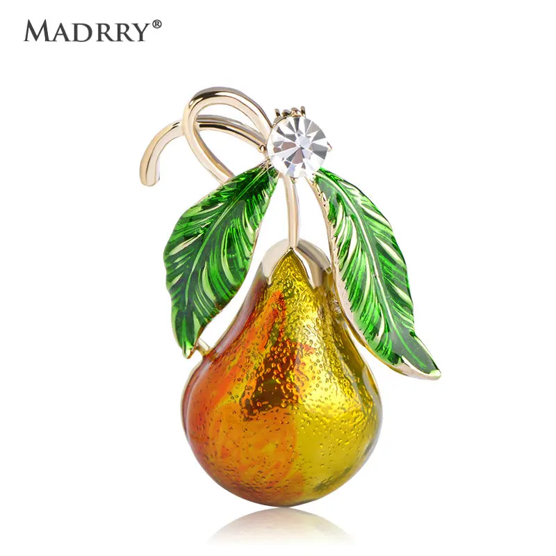 

Madrry Vivid Green Leave Gourd Brooches For Women Gold-Color Crystal Broches Pins Sweater Shoulder Suit Lapel Badge Pin Jewelry