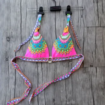 

Triangle Bikini Tops Women Pink Print Sexy girl Thick chest pad Brand Bathing Suits Swimming wire free Mix TOPS Swimsuit