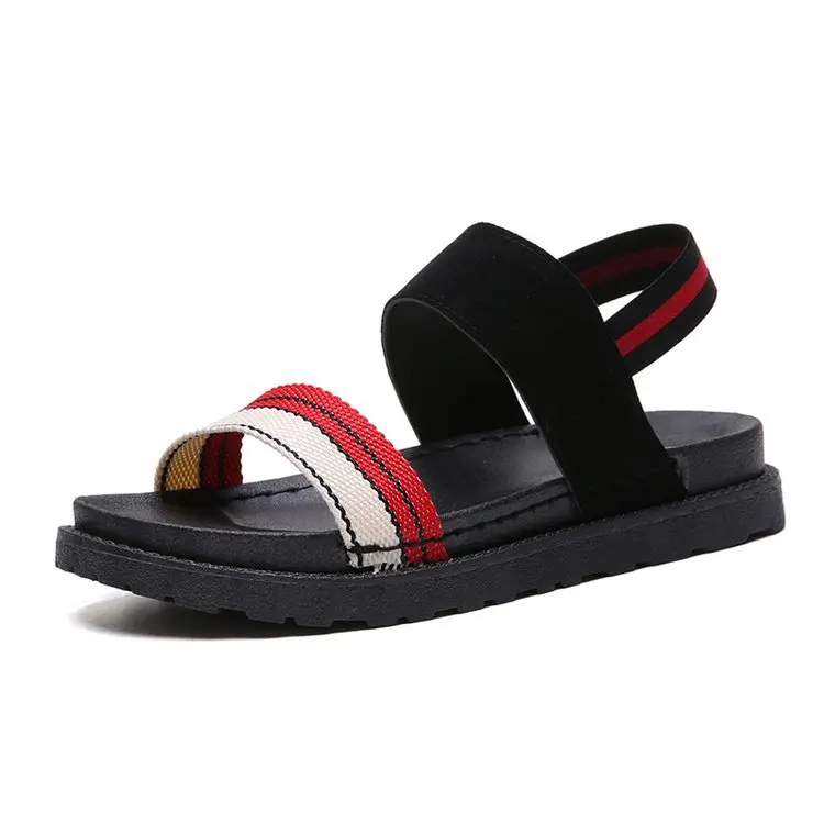 

OLOME 2019 new patchwork sandals for women summer edition Korean flat toe student shoes comfortable walking