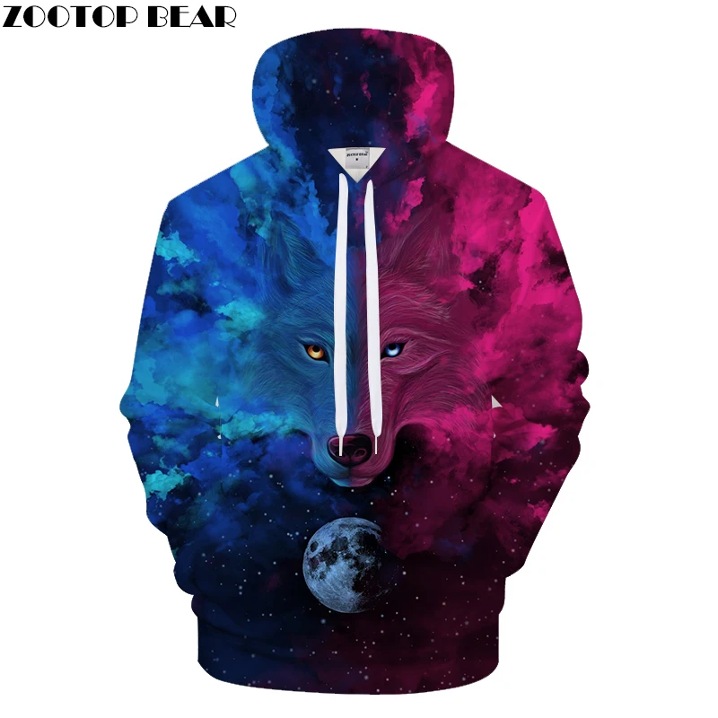 

Purple 3D Hoodies Men Wolf Hoodie Animal Hoody Streatwear Sweatshirt Casual Tracksuit Pullover Jacket Autumn Dropship ZOOTOPBEAR