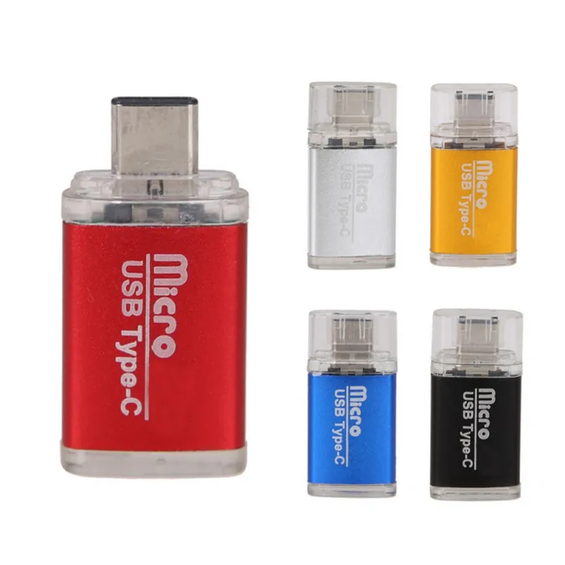 

Mini Type C USB 3.1 SD OTG Adapter TF Memory Card Reader For Cell Phone plug and play Aluminum Alloy