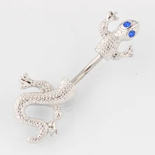 Большой ГЕККОН ящерица пупка кольцо Модные женские тела живота Бар пирсинг пупка ювелирные изделия 14 г 316L хирургический стальной стержень без никеля