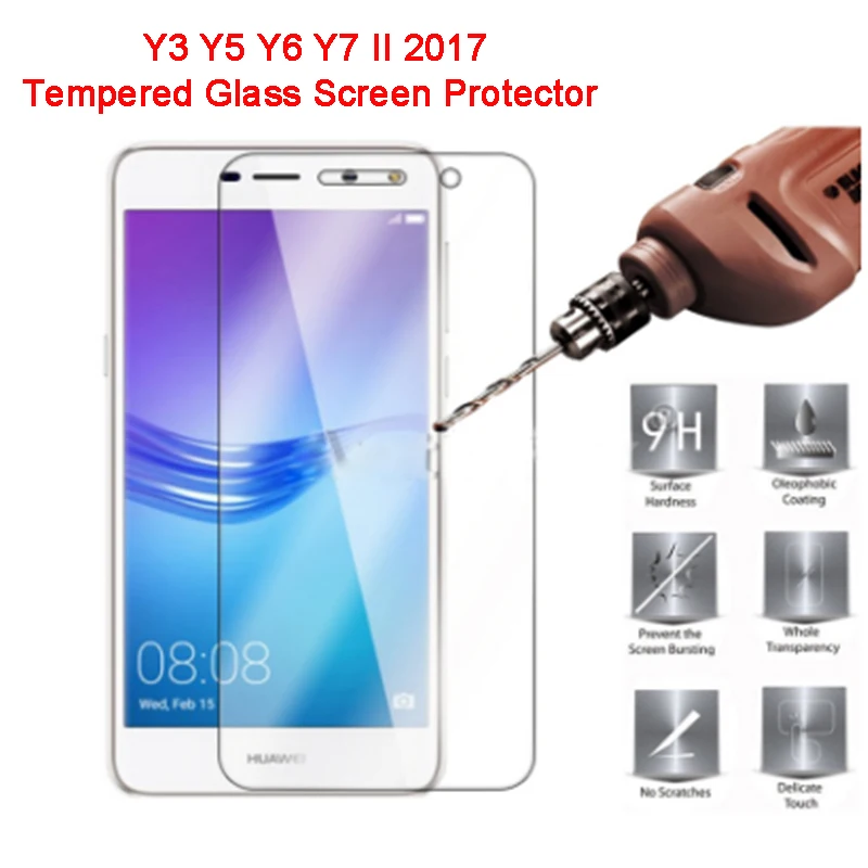 

9H 0.26mm Tempered Glass For Huawei Y3 Y5 II 2 CUN-U29 2017 5.0" Film Screen Protector For Huawei Y6 2017 Sklo For Nova Young