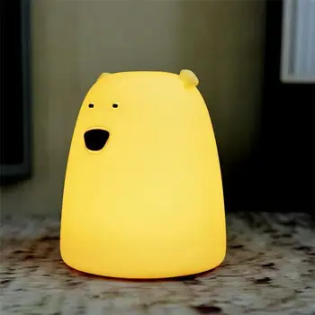 

NEWKBO Modern creative cute bear LED night lights Bedside Lamp Battery Powered Children Animal patted induction night light