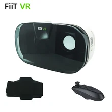 FIIT VR 2N 3D Glasses Virtual Reality Google Cardboard for “4.0 to 6.5” Phone + Black Bluetooth Wireless Gamepad