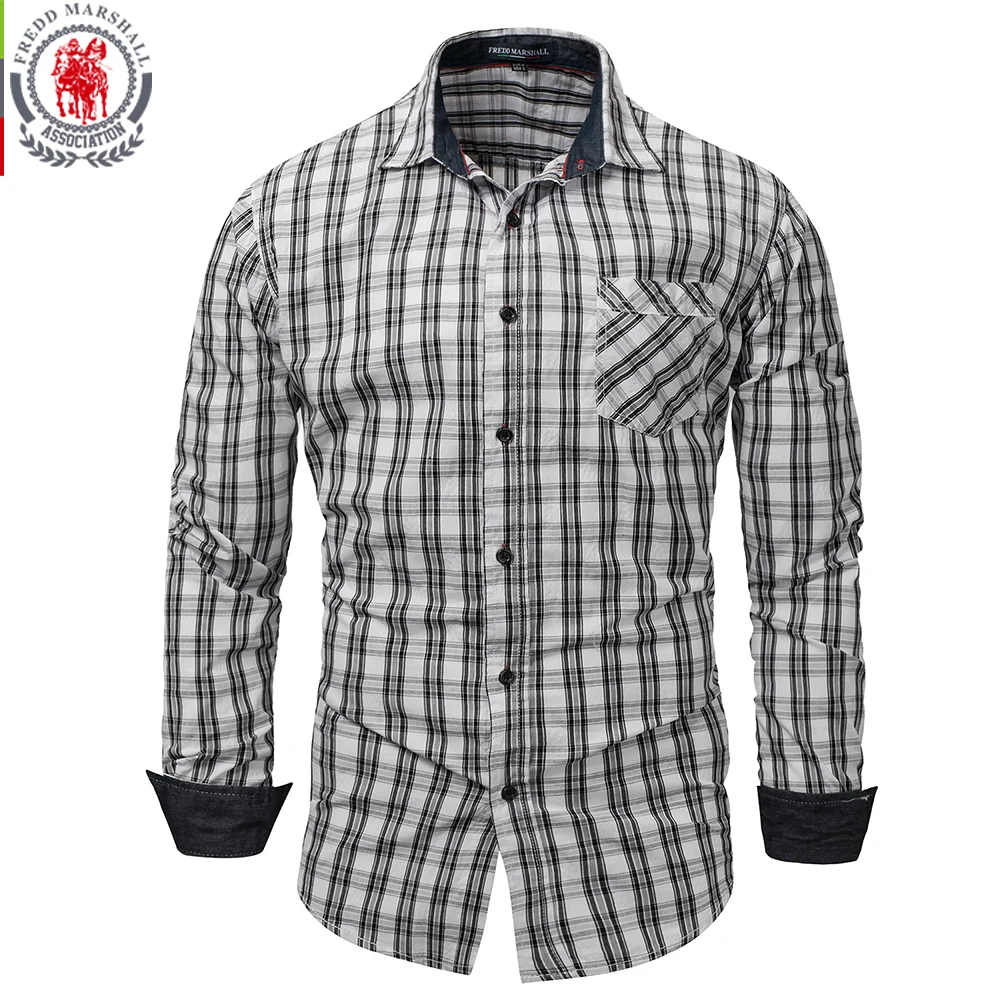 Fredd Marshall New 2019 Men Casual Dress Shirt Long Sleeve Fredd Marshall New 2019 Men Casual Dress Shirt Long Sleeve