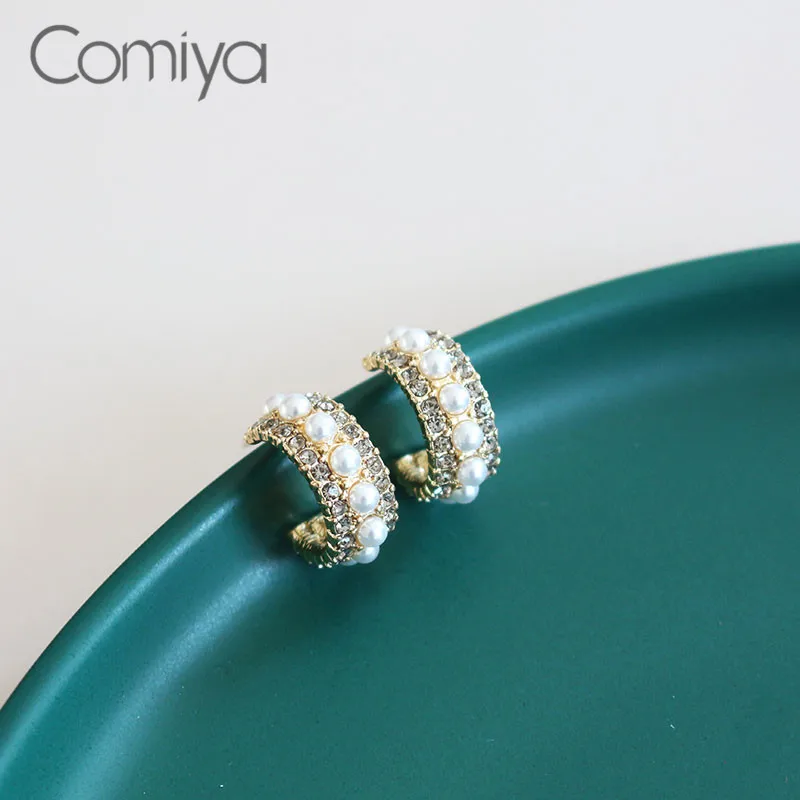 Женские серьги гвоздики Comiya золотистые винтажные Свадебные аксессуары из