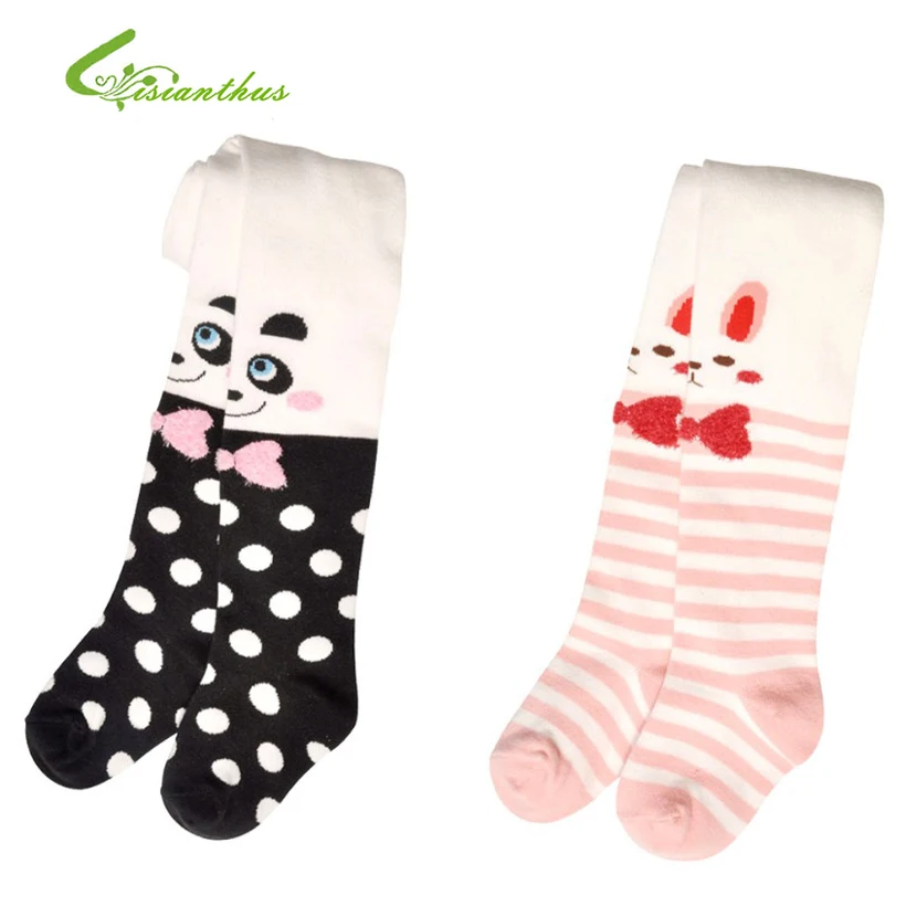 

Girls Pantyhose 2 Pairs/lot Kids Panty-hose Baby Girl Socks Children Cute Cartoon Panda&Rabbit Soft Cotton Material Wholesale