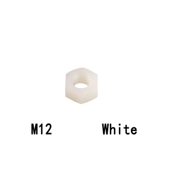 

Free shipping white 200pc/lot DIN934 nylon hexagonal nut M12 plastic hexagonal nut nut The strength of the product is 4.8