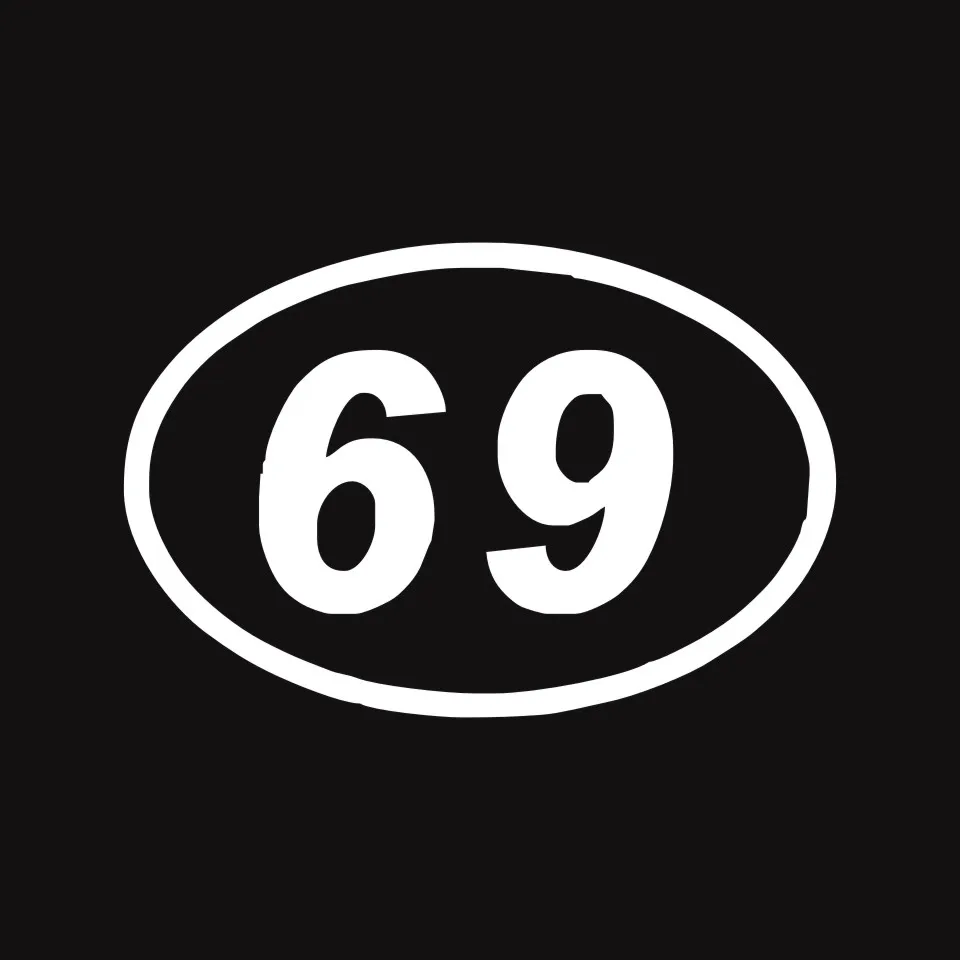 Cunymagos 69 SIXTY-NINE NUMBER OVAL Reflective Car Sticker Motorcycle Car Decoration Accessories Creative Car Sticker Car Styling 1510CM (4)
