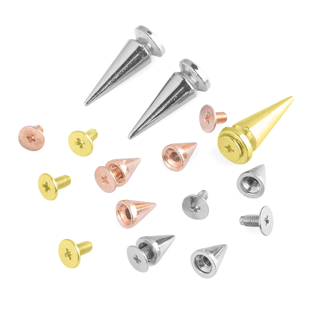 20//50//100 Sets Shoes Bag Studs Spike Rivets 7X10MM Metal Screw Bullet DIY Belt