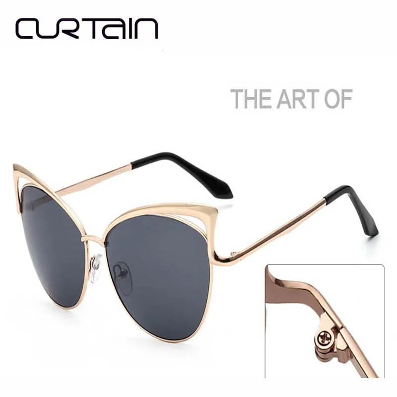 

CURTAIN 2019 New Fashion Women Colour Luxury Flat Top Cat Eye Sunglasses Elegant oculos de sol Men Twin Beam Sun Glasses UV400
