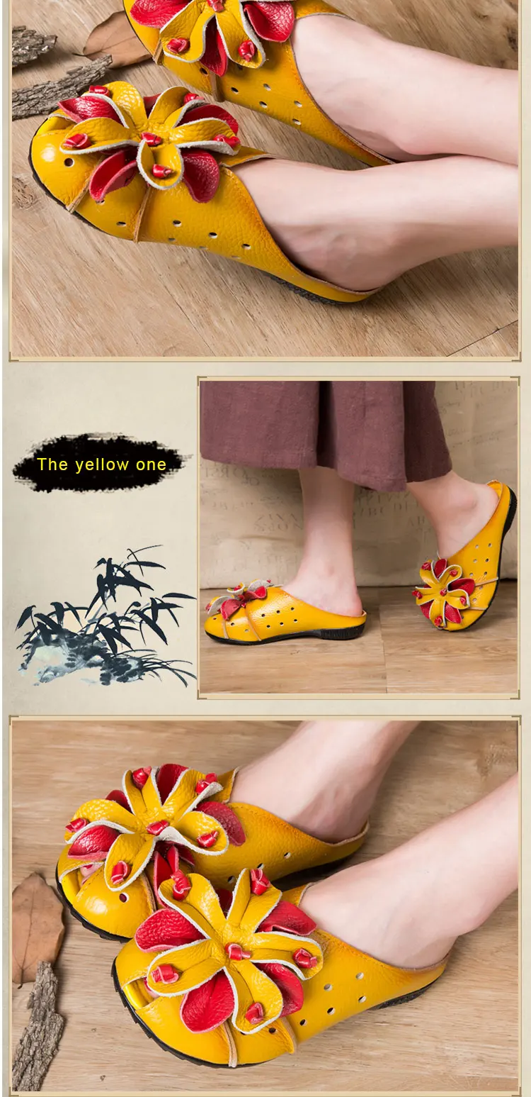 Xiuteng/Коллекция года; женская обувь из натуральной кожи; женские шлепанцы без шнуровки; уличные тапочки; женская обувь на плоской подошве; сандалии с цветочным рисунком