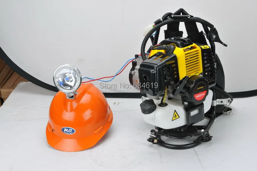 

Small universal gasoline power generator with safe helmet and light bulk , Quality two-stroke gasoline engine, generator 12v DC