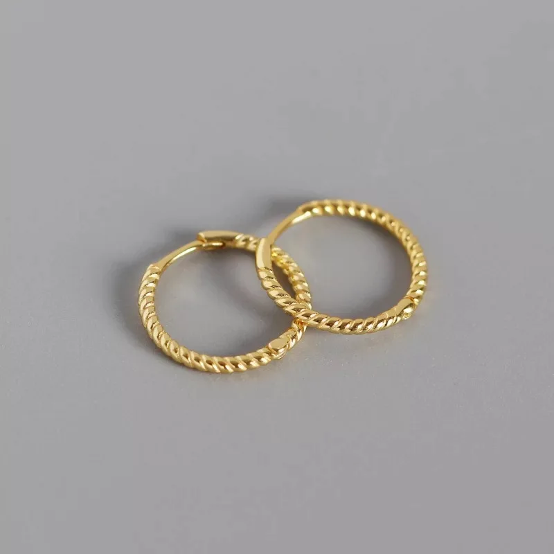 Серьги из стерлингового серебра 925 пробы, лаконичные минималистичные геометрические кольца для ушей, трендовые дикие милые серьги для девушек - Окраска металла: 1 pair gold 12 mm
