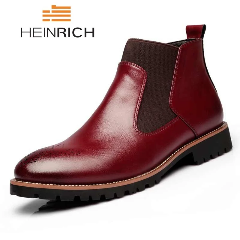 

HEINRICH Luxury Fashion Men's Chelsea Boots British Style Men's Boots Leather Autumn Winter Ankle Boots Men Botines Hombre Cuero