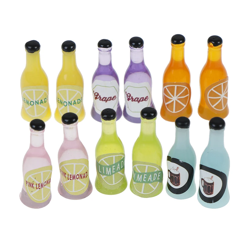 

1/12 Dollhouse Miniature Accessories Mini Resin Wine Bottle Simulation Furniture Model Toys for Doll House Decoration 2pcs/Set