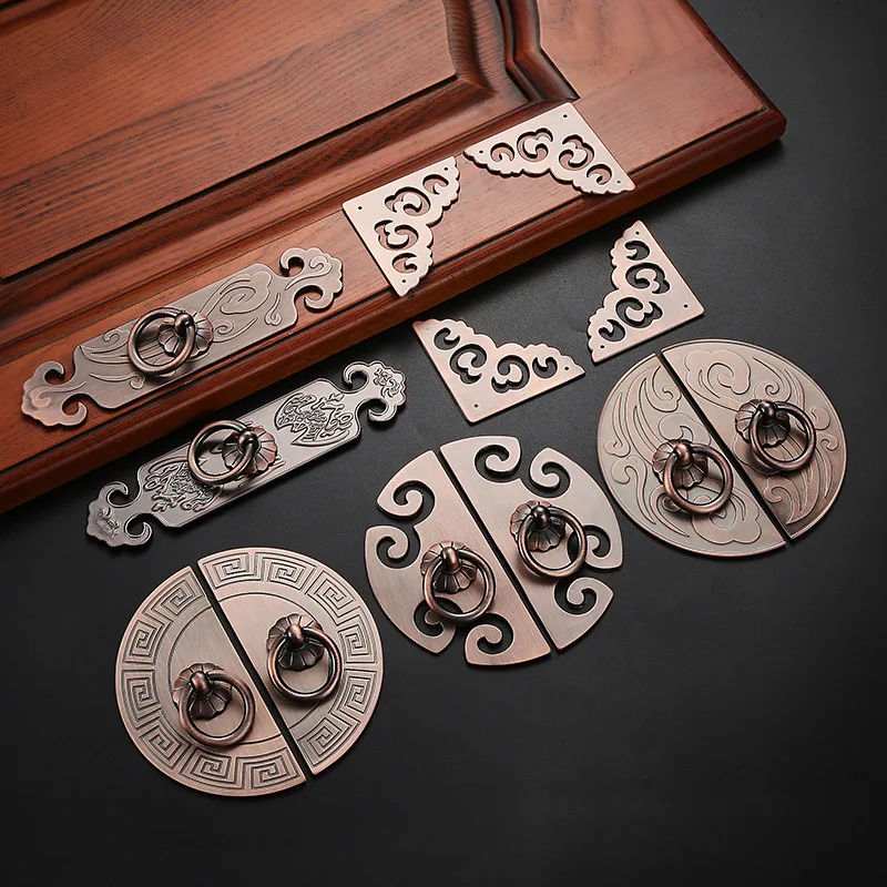 

JD Chinese Imitation Copper Handle Wardrobe Bookcase Cabinet Door Split Semicircular Back Drawer Handle Furniture Decoration