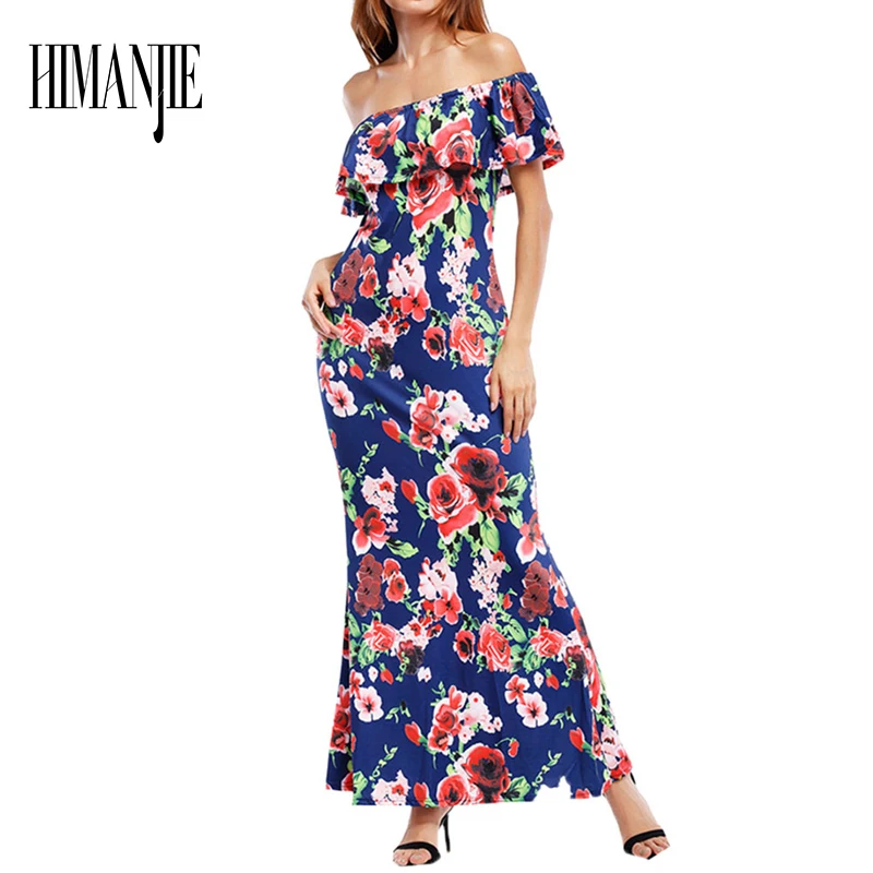 Print Floral Loose Bohemian Beach Dress Women Sexy Strap Retro Vintage 