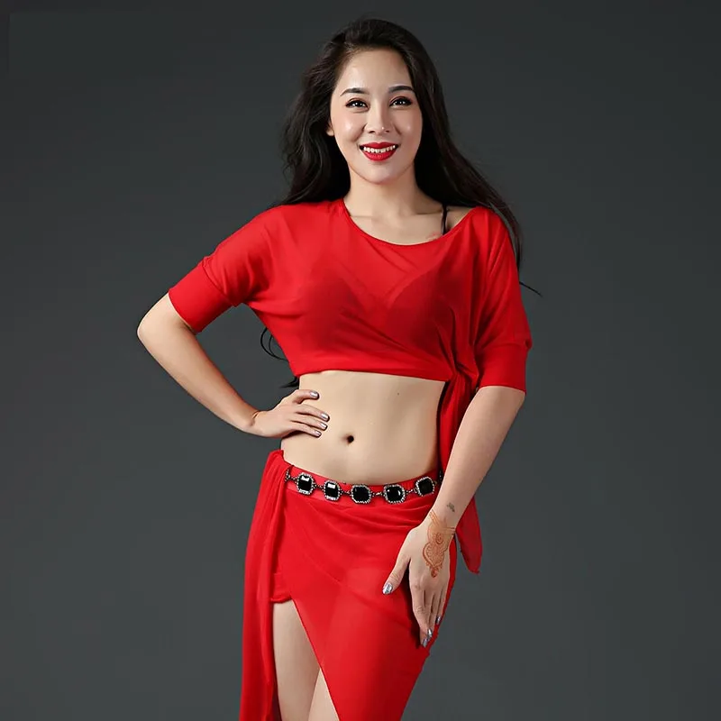 Violet,Fit 45-70 KG Xinvivion 4 Pi/èces Femmes Dame Danse du Ventre Professionnel Costume Set Danse Indienne Performance Outfit Suit