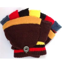 Новые зимние теплые разноцветные варежки, детские перчатки, теплые вязаные детские перчатки без пальцев для мальчиков и девочек, От 1 до 4 лет - Цвет: brown