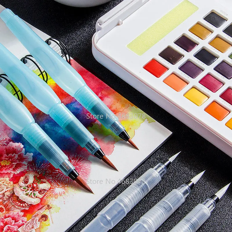 

3/6/9 PCS Portable Paint Brush Water Color Brush Pencil Soft Watercolor Brush Pen for Beginner Painting Drawing Art Supplies