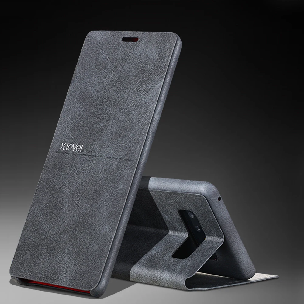 

X-Level leather Case For Samsung Note 9 Ultra Thin Flip Protective Kickstand Back Cover Coque For Samsung Galaxy S10 Plus s10e