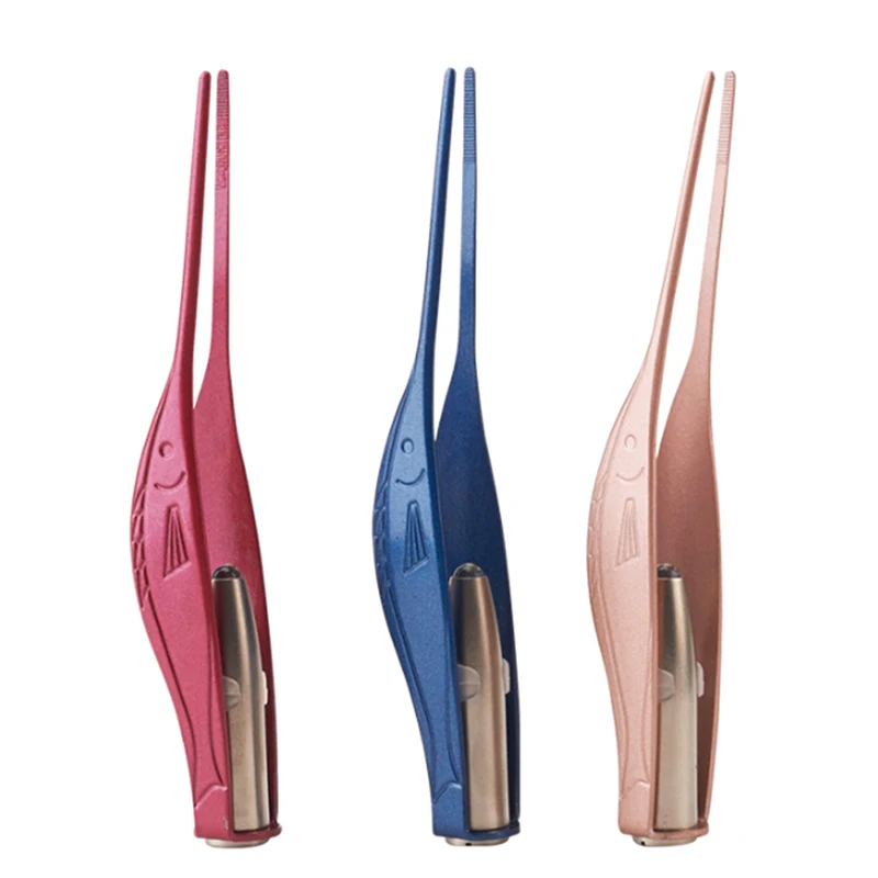LED Flashlight Earpick Ear Cleaner Tool Wax Removal Tweezer Luminous Kids Curette Electric Ear Cleaning Device 3 Colors