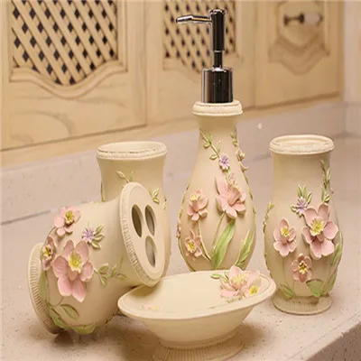 Европейский сад набор из пяти аксессуаров для ванной комнаты диспенсер креативный резиновый стакан для ванной комнаты туалетно-косметические принадлежности для мыла Jabonera