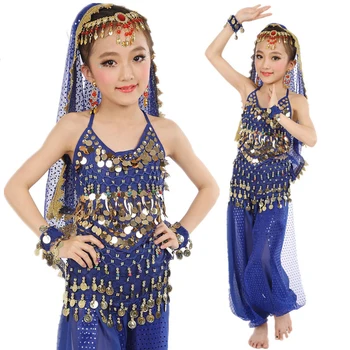 

Classic Girls Belly Dance Costume Set Sleeveless Bollywood Performance Clothes Children Exotic Dance Wear Kids Clothing DC1376