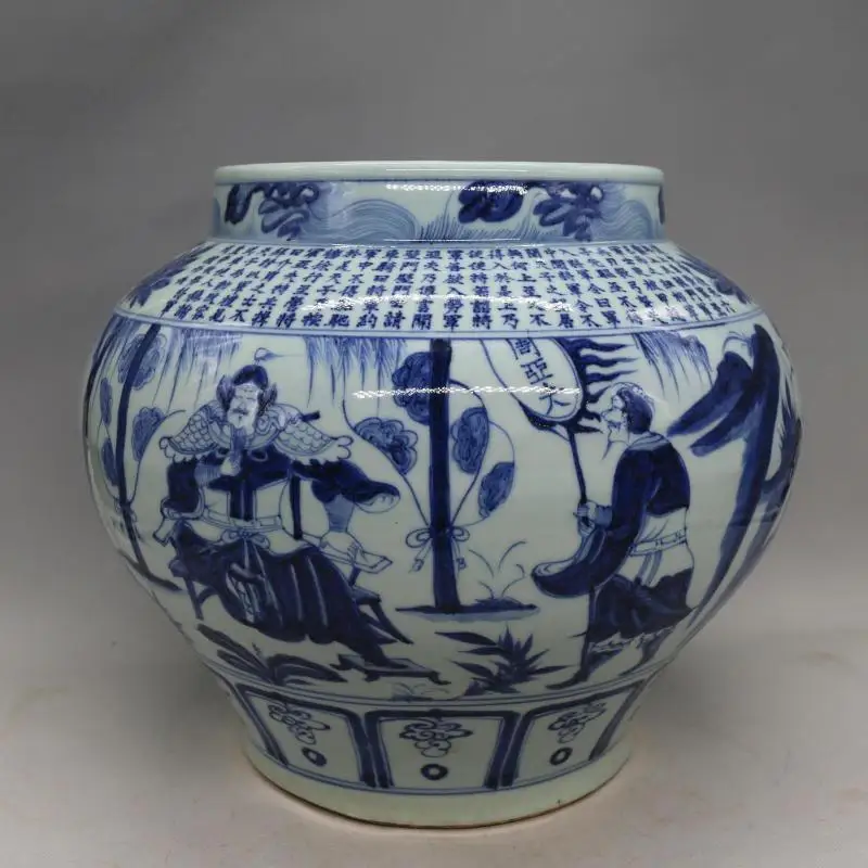 

Rare YuanDynasty porcelain jar,blue and white,Historical figures Story,hand painted crafts /collection & adornment,Free shipping