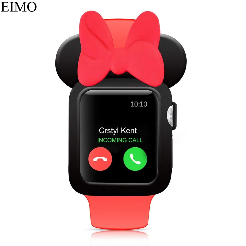 Soft Silicone Protective Cover For Apple Watch Case TPU Mickey Full frame protective Shell Iwatch Series 3 2 1 Watch Band