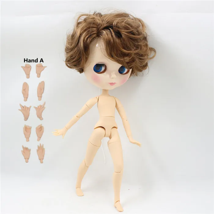 Фабрики Блит кукла 1/6 мальчик кукла BL9158 коричневый вьющиеся волосы мужской Совместное тела игрушка подарок - Цвет: doll with handA