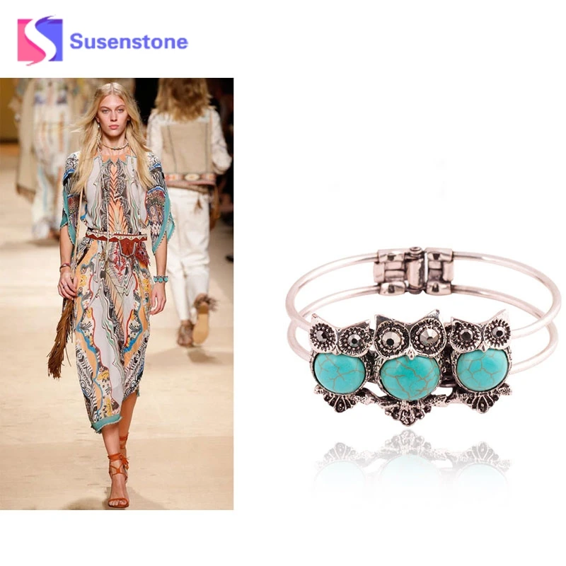

susenstone 2018 Bohemian Style Retro Cute Owl Plating Lady Bracelet With Style Women Casual Decoration Bracelets#0412