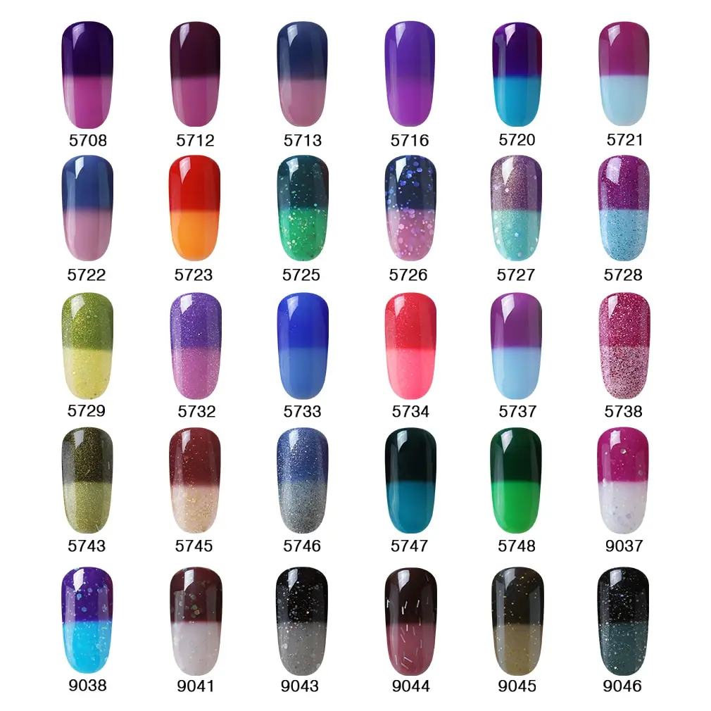 HNM 8ml Temperature Change Color Gel Nail Polish Soak Off Lucky Chameleon Thermo Lacquer Long Lasti