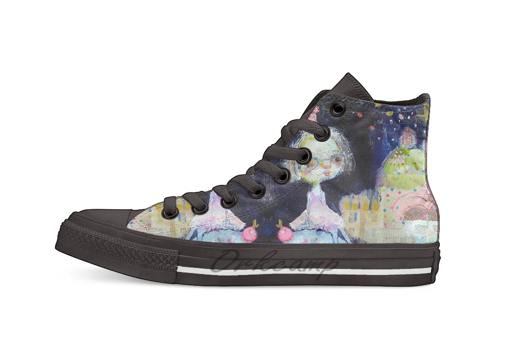 

Cupcake Float Unisex High Top Canvas flat Casual Custom shoes Drop Shipping